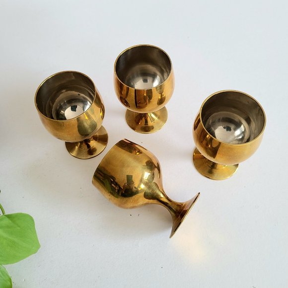 Set of 4 brass vine goblets. - Picture 5 of 7